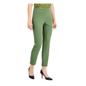 KASPER Womens Green Textured Slim Seersucker Wear To Work Straight leg Pants S